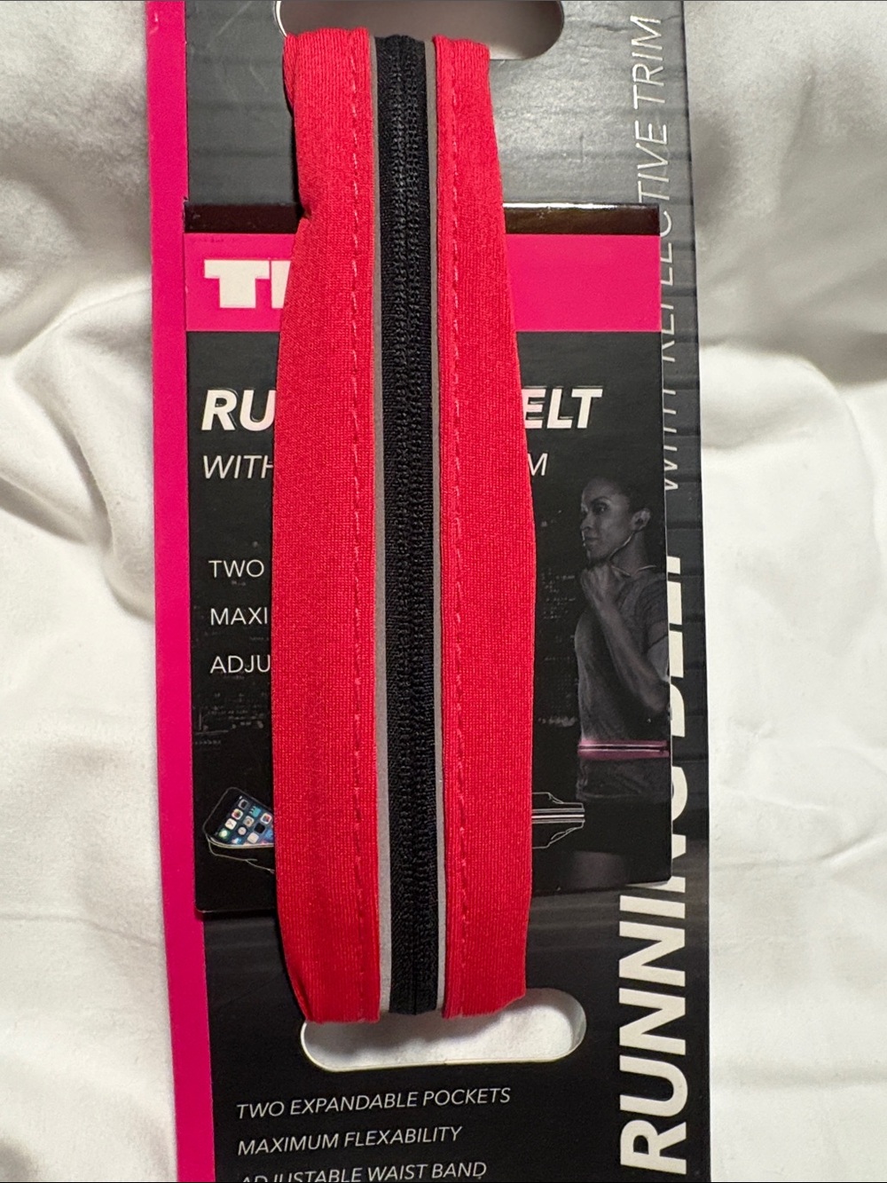 TKO Fuchsia Running Belt with Black Zipper - Picture 2 of 5